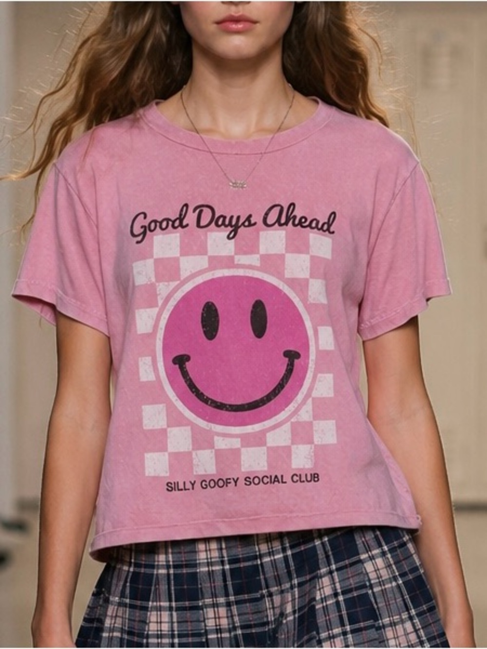 Originality Good Days Ahead Smiley Graphic Tee Pink XL Made in USA
